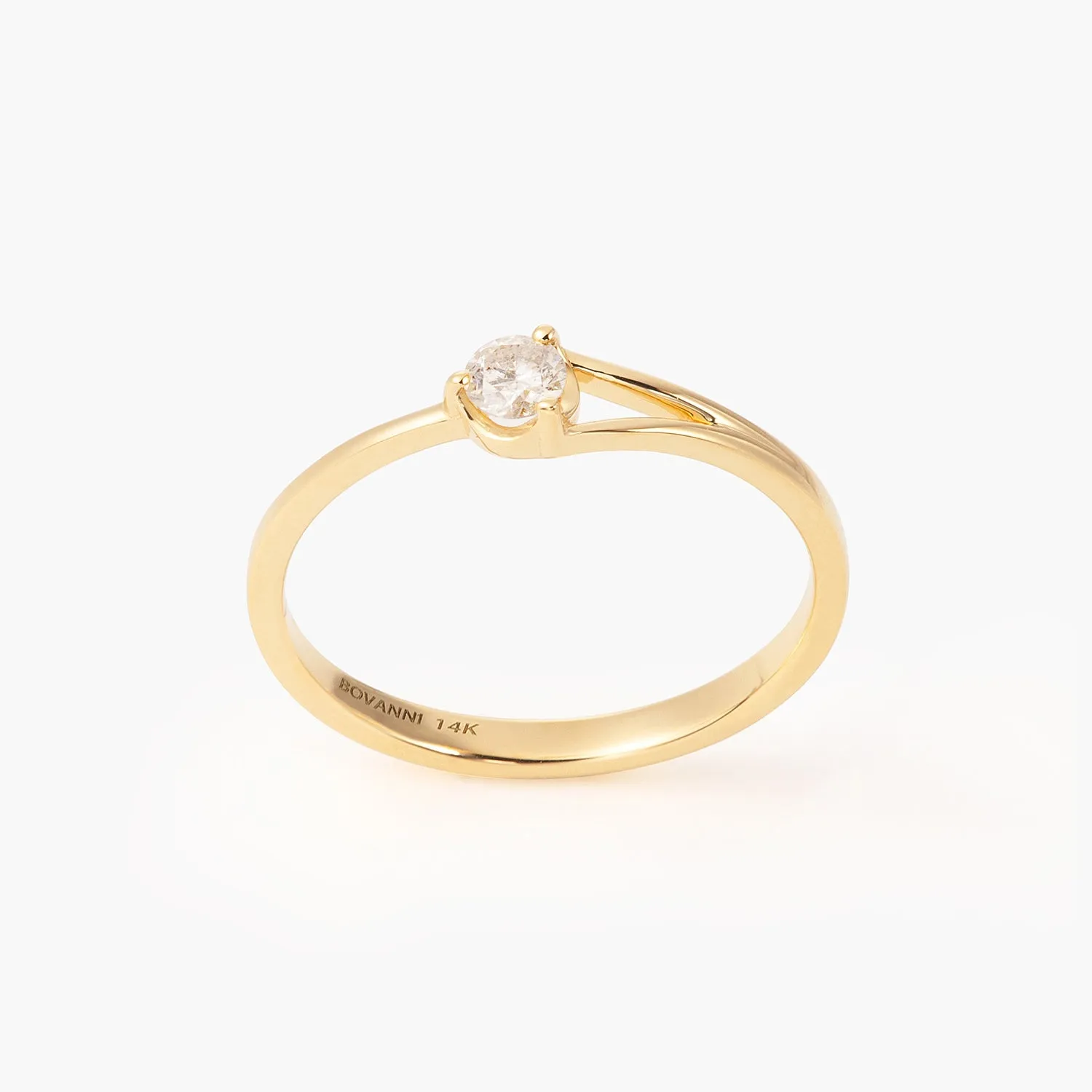 14K Youth Solitaire Fashion Ring With Diamonds