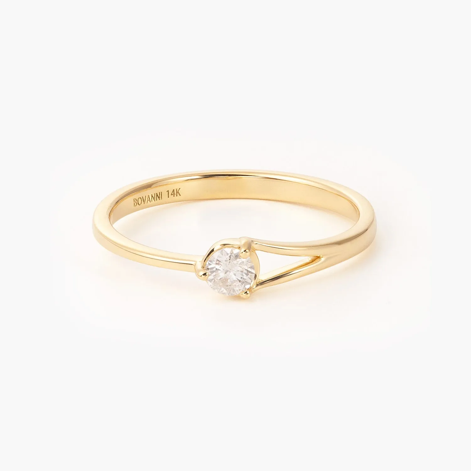 14K Youth Solitaire Fashion Ring With Diamonds