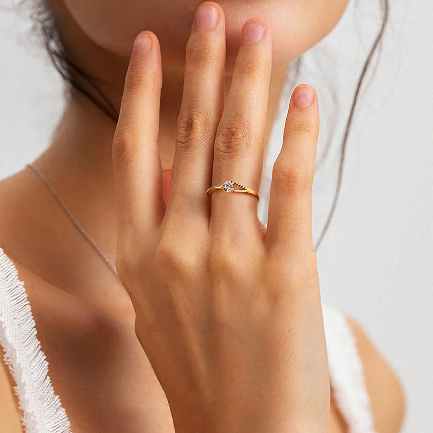 14K Youth Solitaire Fashion Ring With Diamonds