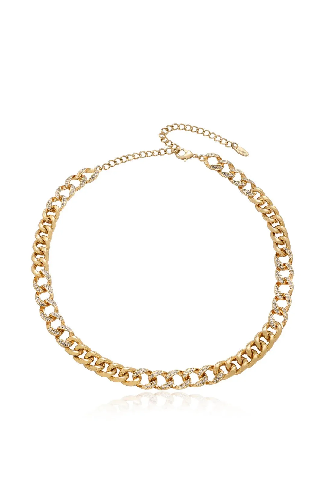 18k Chain Link Rhinestone Necklace