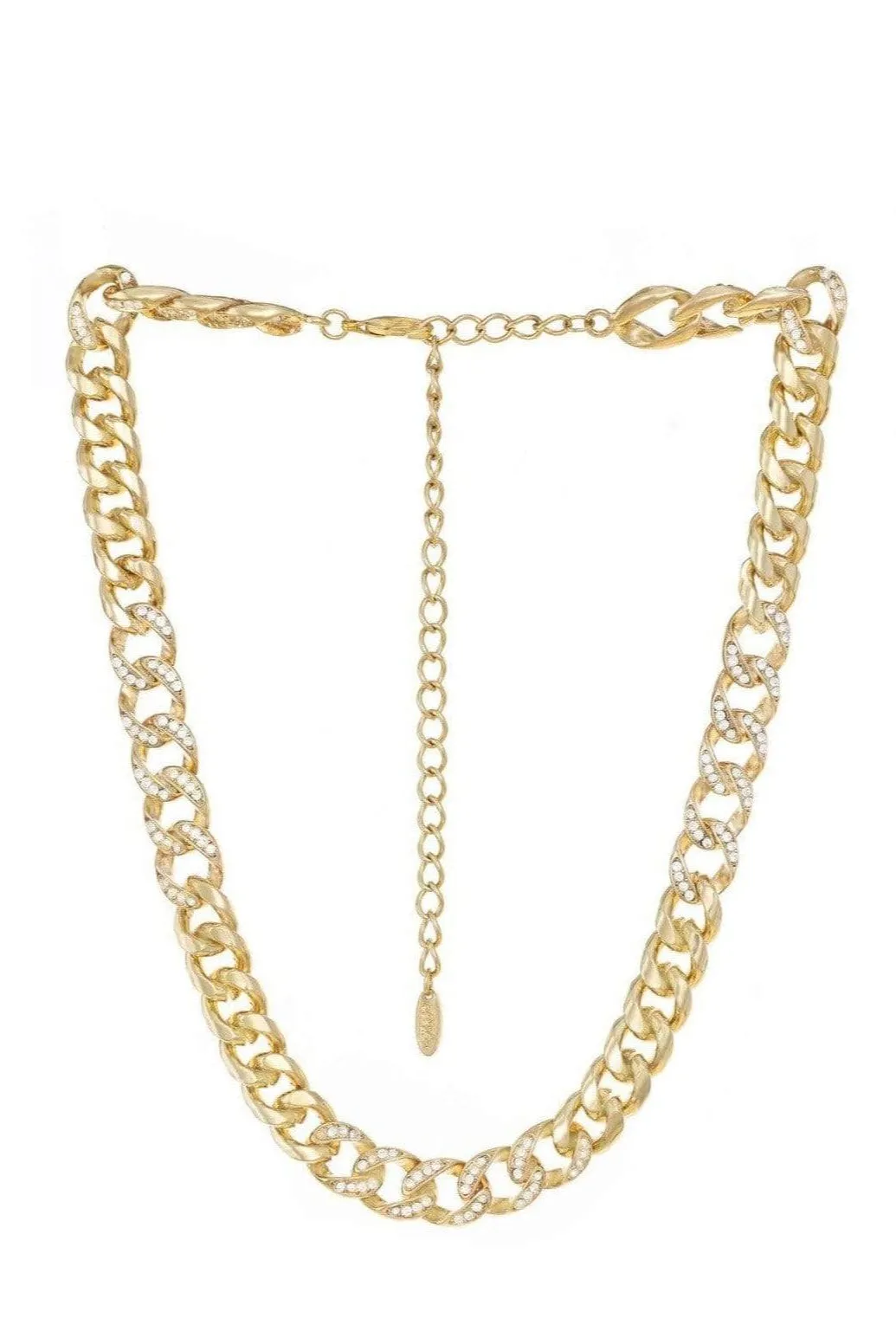 18k Chain Link Rhinestone Necklace