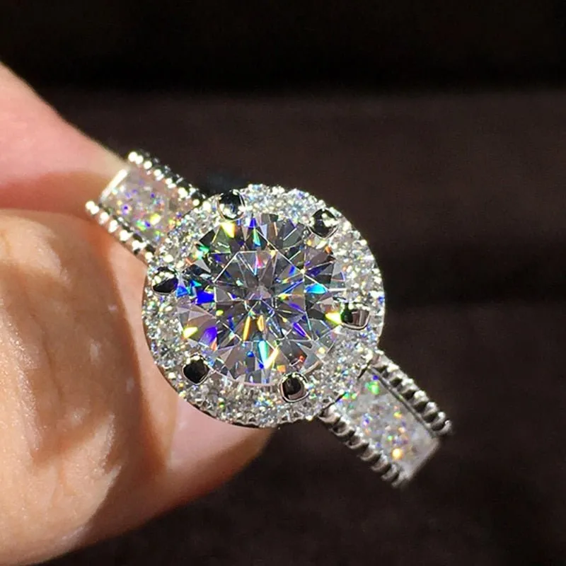 1Ct White Sapphire Engagement Ring for Women Wedding Jewelry