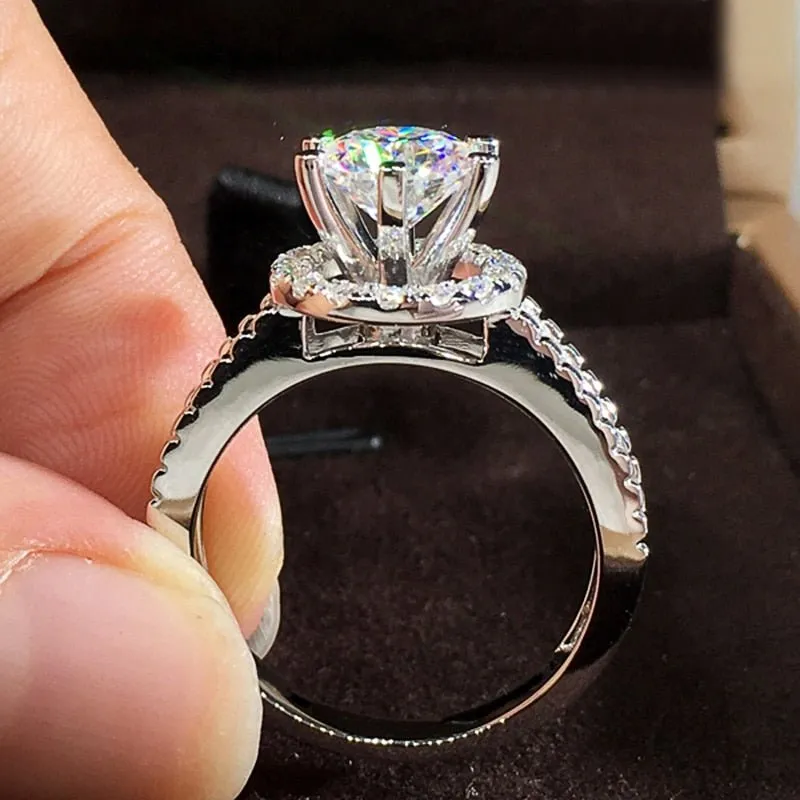 1Ct White Sapphire Engagement Ring for Women Wedding Jewelry