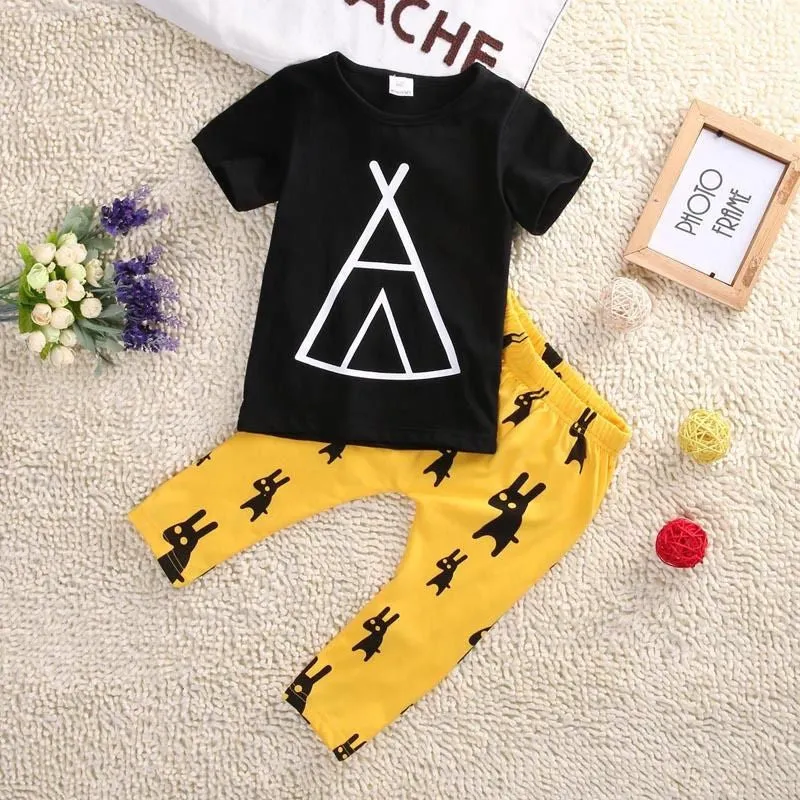 2016 Kids Clothes Toddle Baby Boys Clothing Set Summer Short Sleeve T-Shirt Top and Pant 2pcs Outfit Children Set