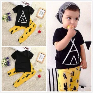 2016 Kids Clothes Toddle Baby Boys Clothing Set Summer Short Sleeve T-Shirt Top and Pant 2pcs Outfit Children Set