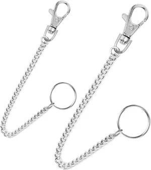 2Pcs Chain Set Wallet Chain Pants Pocket Chain with Keyring (16” & 20”)