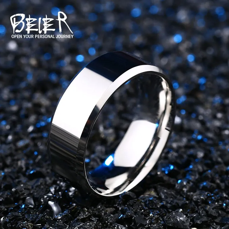 316L Stainless Steel ring Cool Man's High Polished Jewelry Silver Color Fashion Wedding Ring  WR-R006