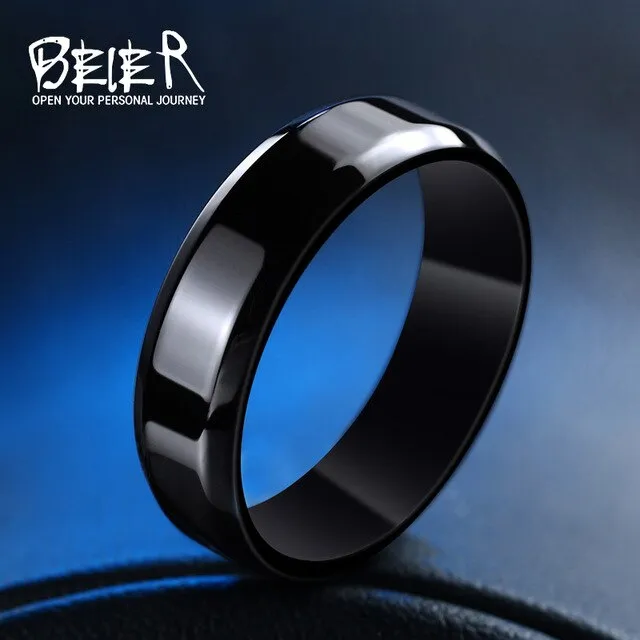 316L Stainless Steel ring Cool Man's High Polished Jewelry Silver Color Fashion Wedding Ring  WR-R006