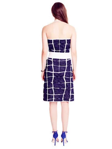 Adelaide - Geometric Patterned, Blue Knitwear Halter Dress