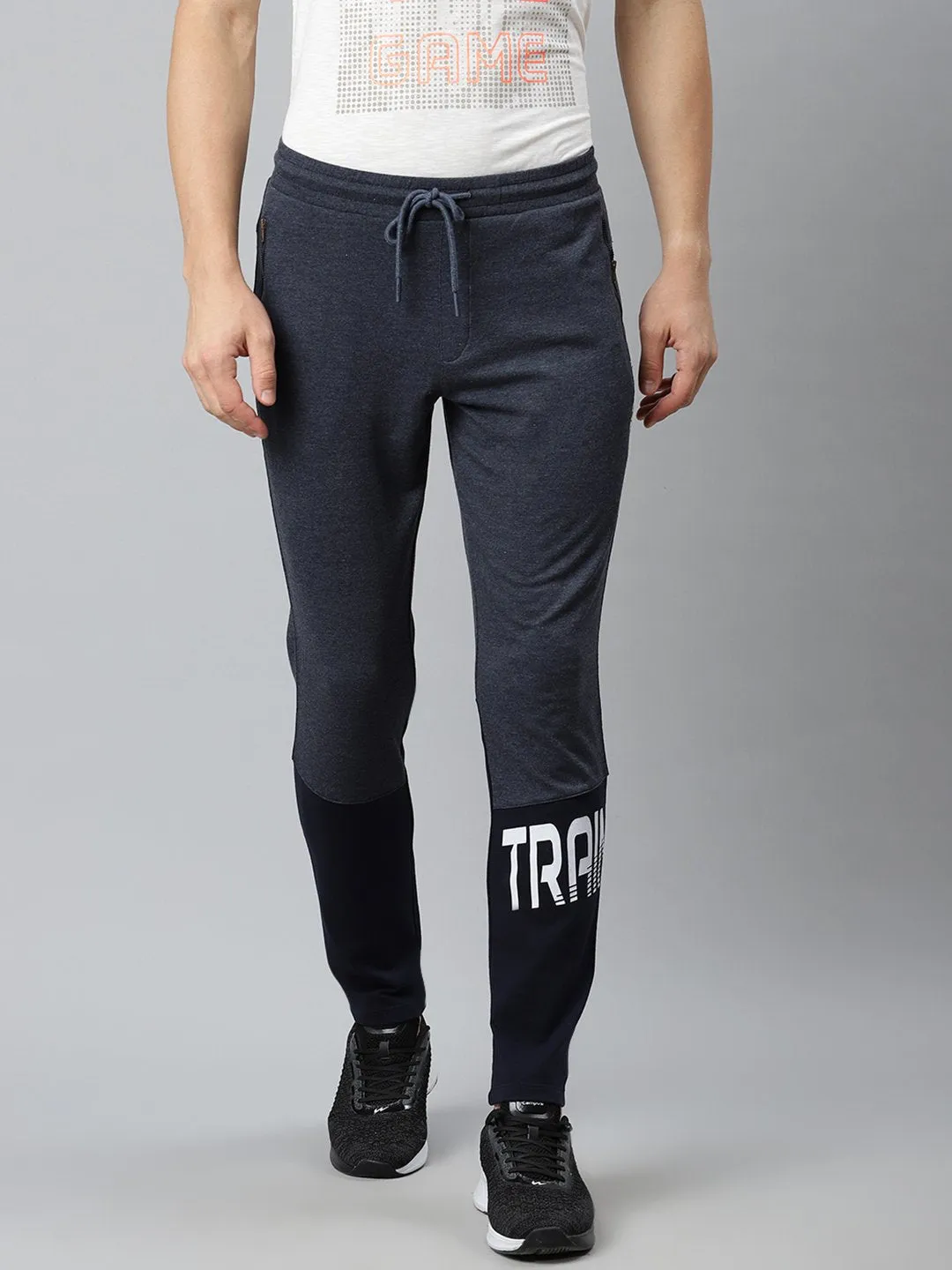 Alcis Men Navy Blue Slim Fit Solid Track Pants