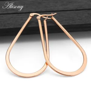 Alisouy 1 pair Sexy Oversized Rose Gold/Silver/Black Big oval Hoop Earrings lady Earrings Women Girl's earring 20/30/40/50/60CM