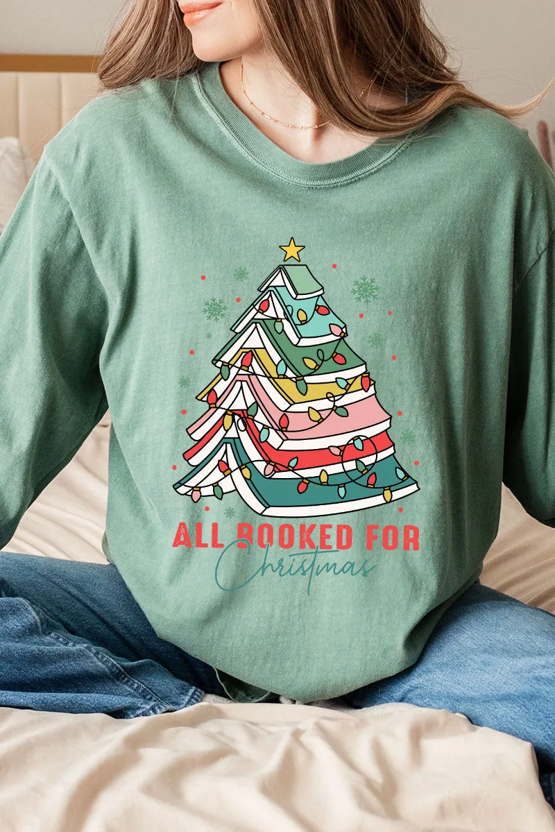 All Booked For Christmas Comfort Colors Heavyweight Long Sleeve T-Shirt