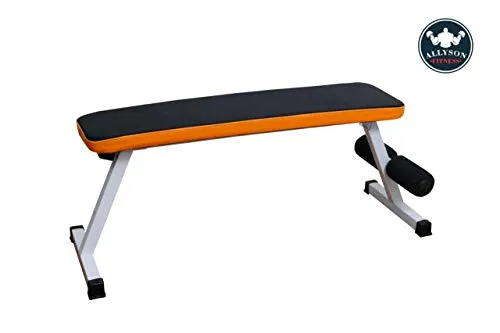 ALLYSON FITNESS Foldable Flat Bench- Up to 500 kg Capacity Tested for Strength Training Multipurpose Fitness Exercise Gym Workout, Heavy Duty Weight Flat Bench for Home & Gym(Yellow)