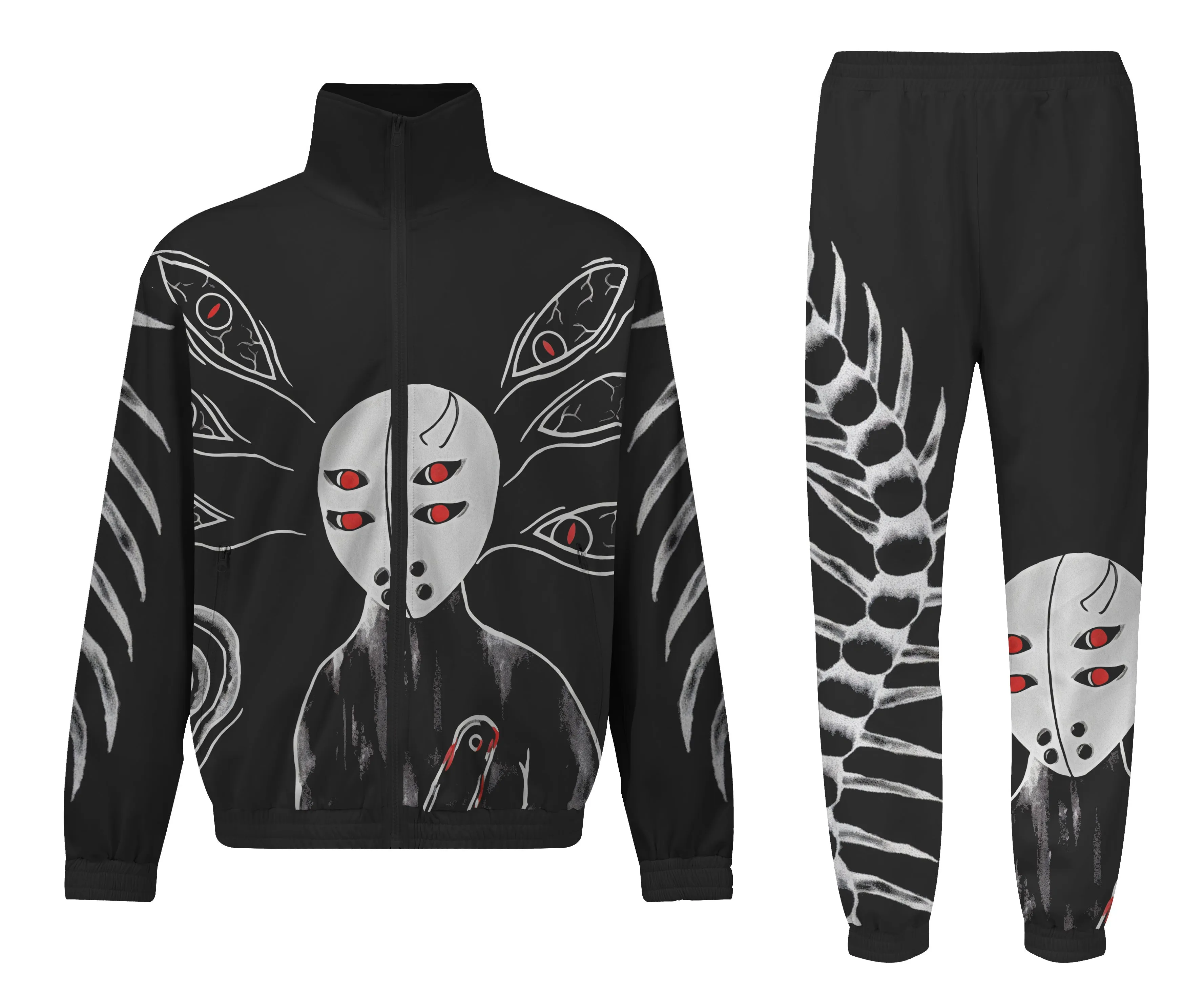 Anime Figure&Eye Graphic Print Elastic Waist Sports Sweatshirt Pants