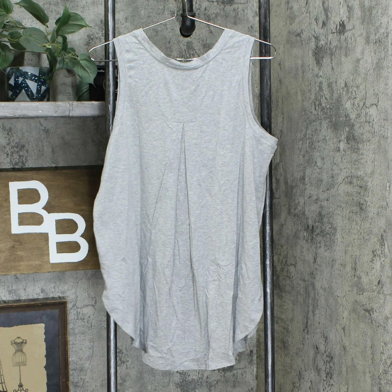 AnyBody Cozy Knit Side Split Tank Top With Back Pleat Heather Grey Medium