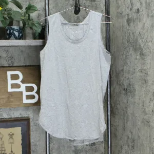 AnyBody Cozy Knit Side Split Tank Top With Back Pleat Heather Grey Medium
