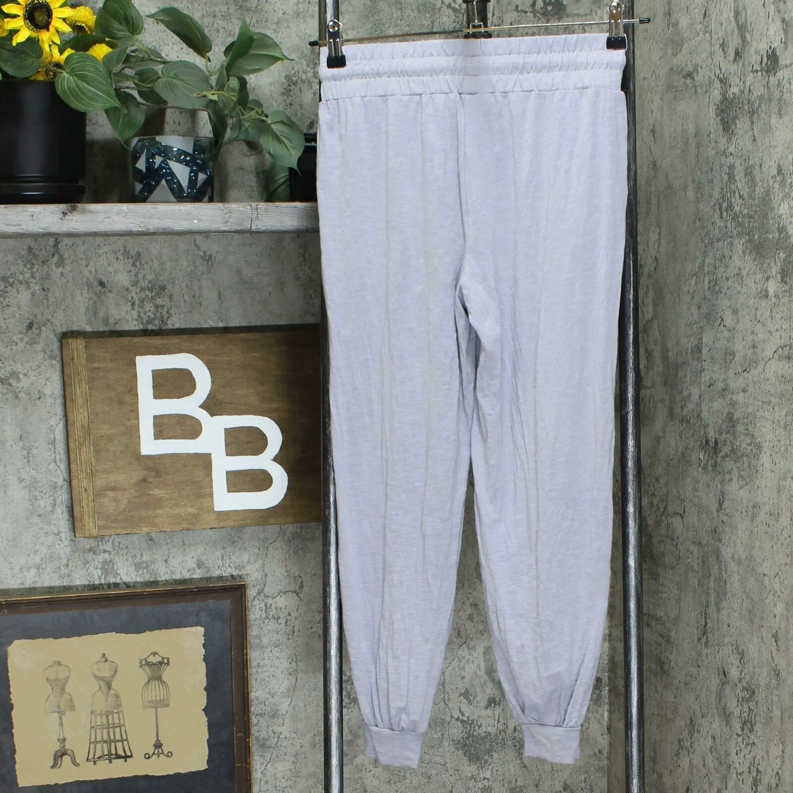 AnyBody Women's Cozy Knit Slub Jogger Pants Lilac Grey Petite XXS