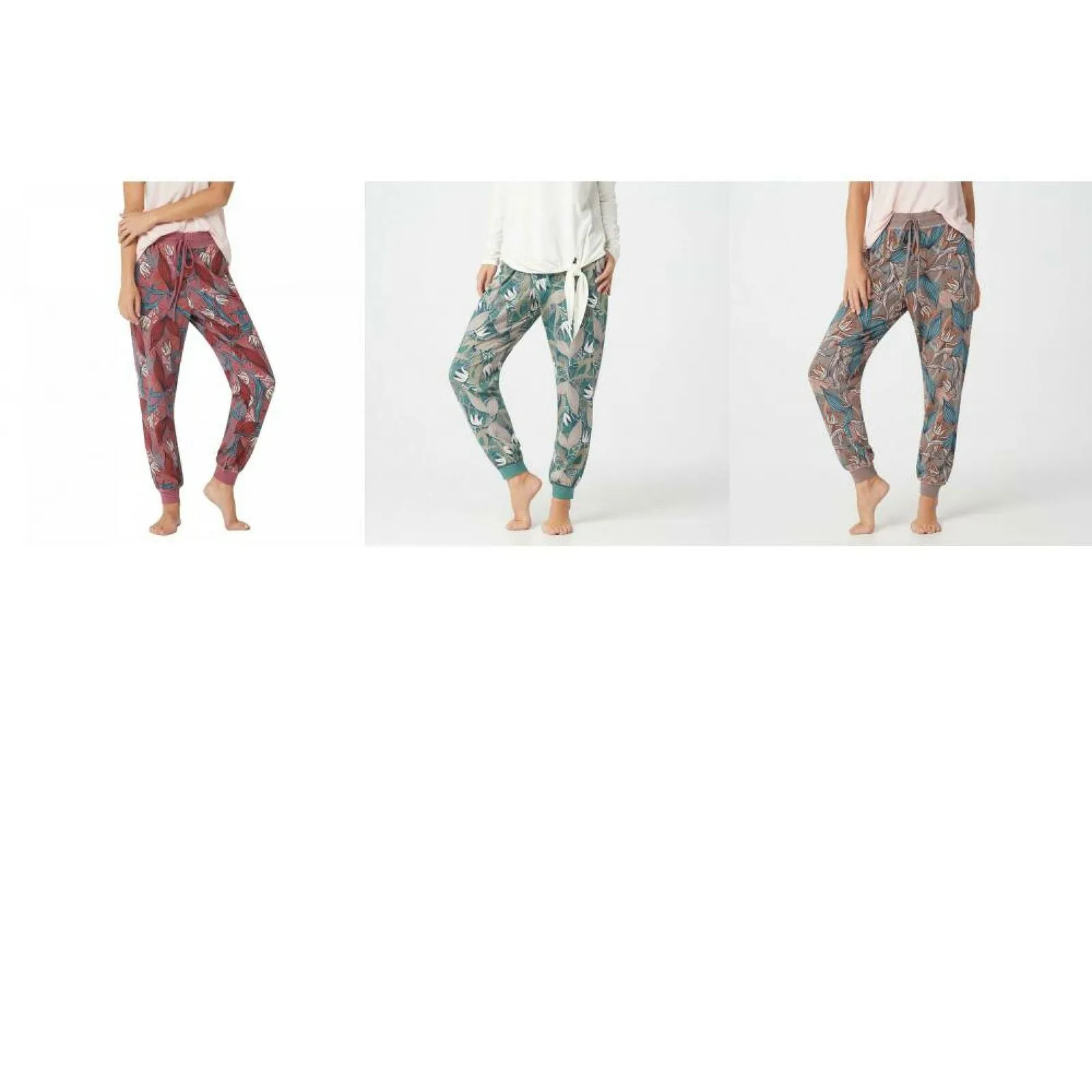 AnyBody Women's Plus Size Cozy Knit Floral Jogger Pants