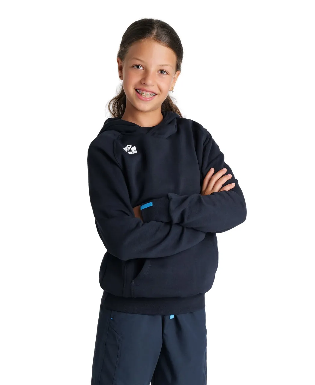 Arena Team Junior Hooded Panel Sweatshirt - Navy