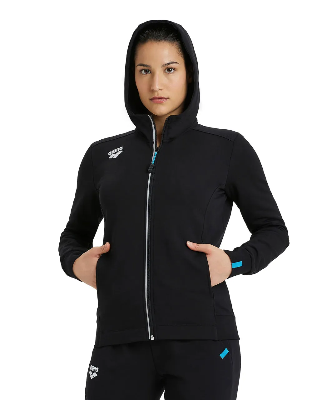 Arena Team Women's Hooded Panel Jacket - Black