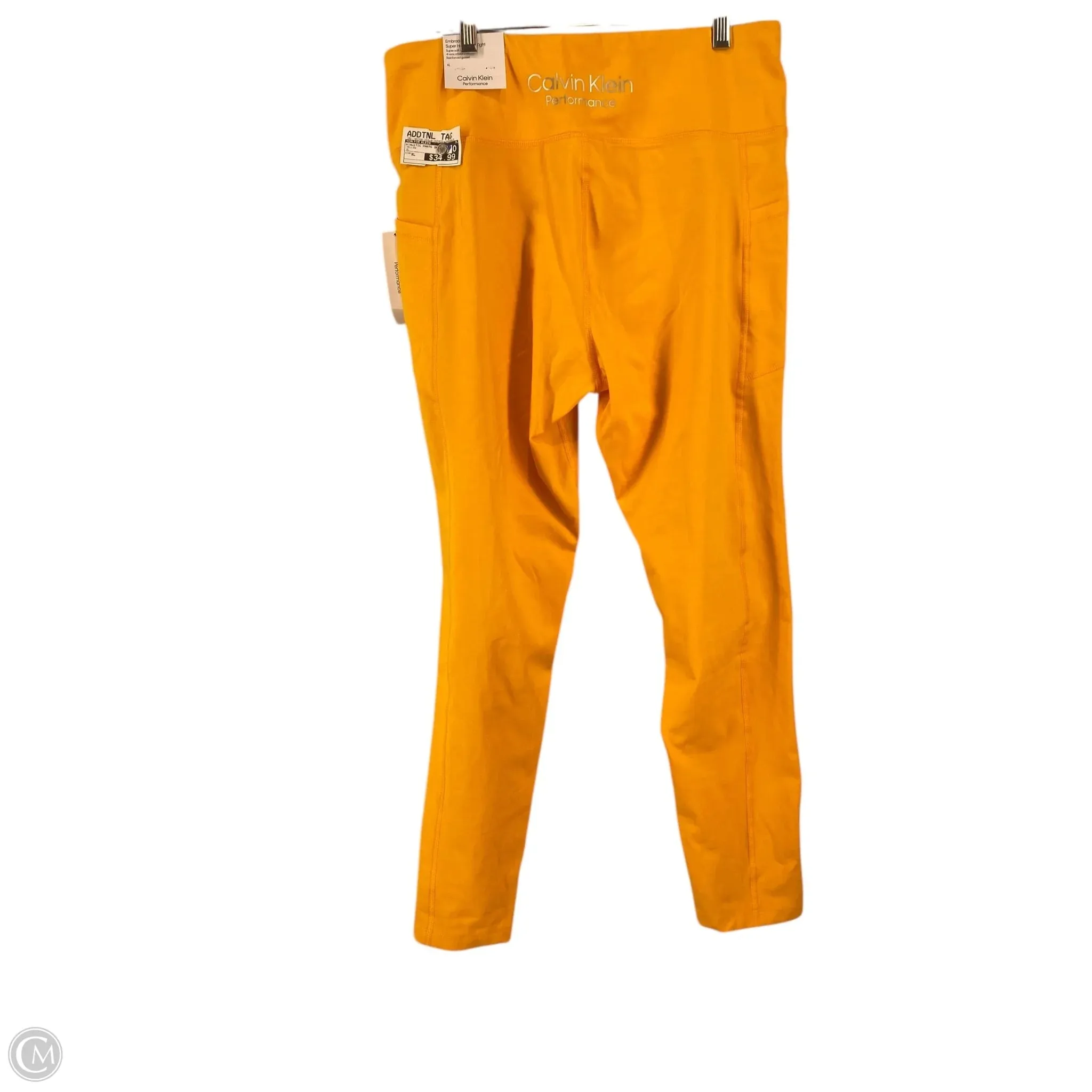 Athletic Pants 2pc By Calvin Klein In Yellow, Size: Xl