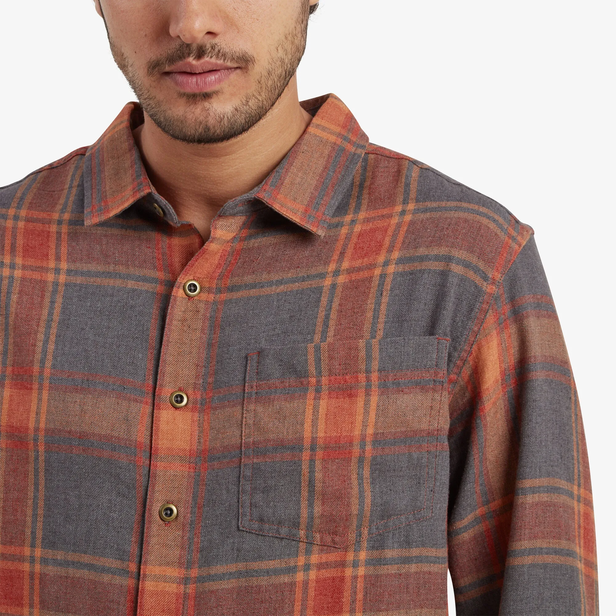 Batsa Long Sleeve Shirt - Clay Red Plaid