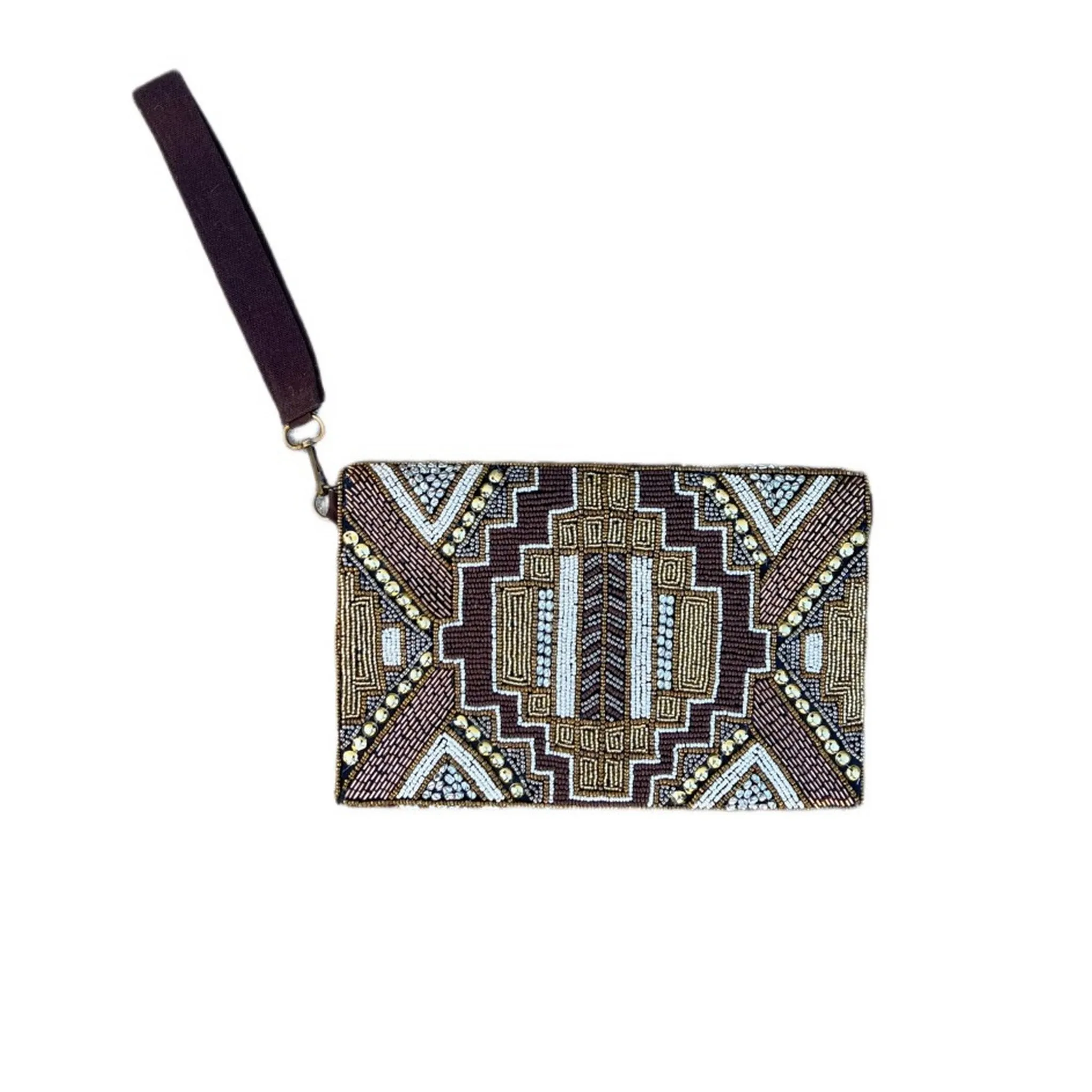 Beaded Briggs Brown Handbag