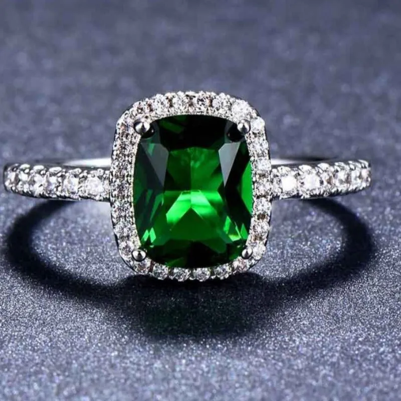 Big Square  Champagne Zircon Ring Rose Gold For Women Jewelry