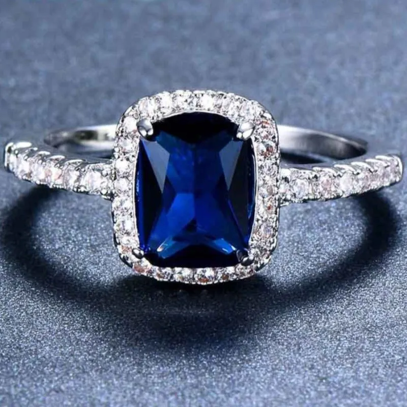 Big Square  Champagne Zircon Ring Rose Gold For Women Jewelry