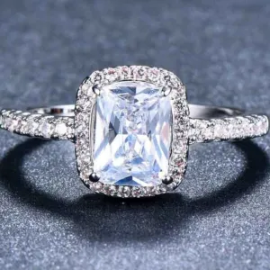 Big Square  Champagne Zircon Ring Rose Gold For Women Jewelry