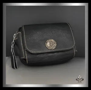 Biker Black Leather Belt Pouch Japanese Koi Fish Concho