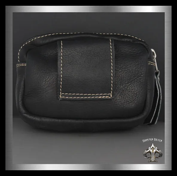 Biker Black Leather Belt Pouch Japanese Koi Fish Concho