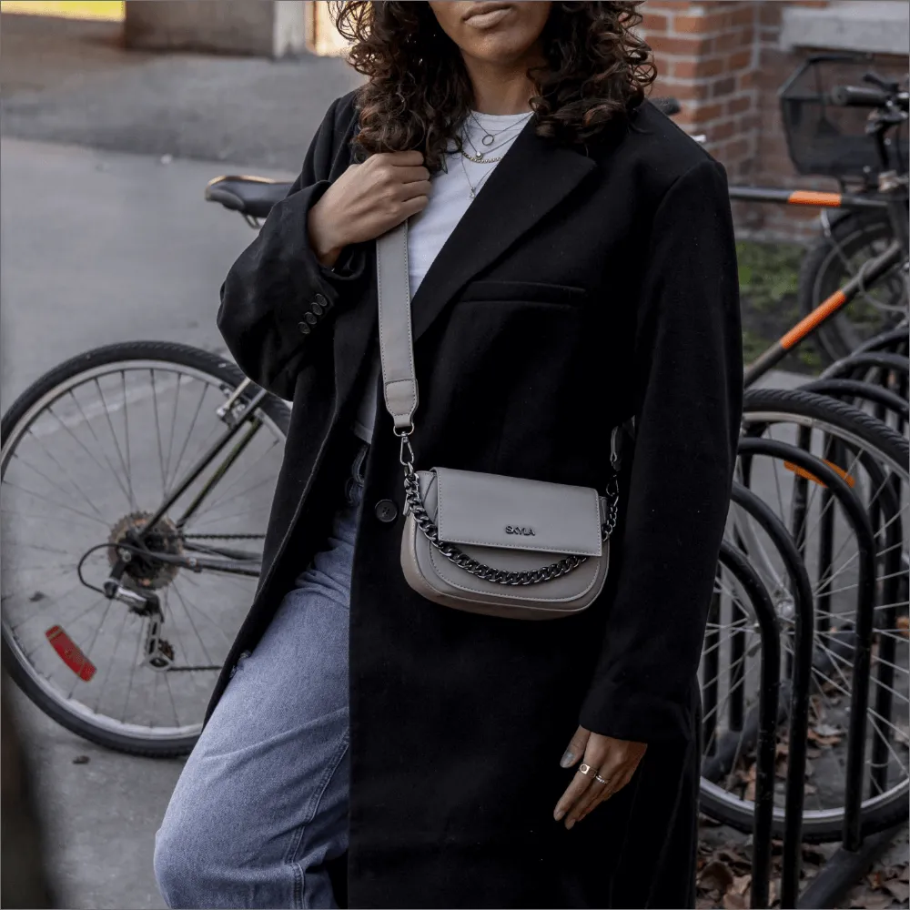 Billie Vegan Leather Crossbody Bag | Stone Grey