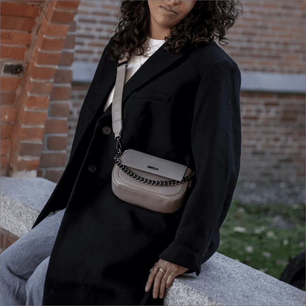 Billie Vegan Leather Crossbody Bag | Stone Grey