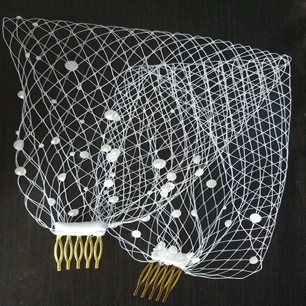 Bling Diamante Hair Hoop Headband Veil Rhinestone Crystals Birdcage Veil