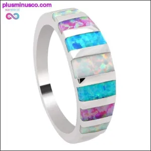 Blue Fire Opal Silver color Rainbow Ring