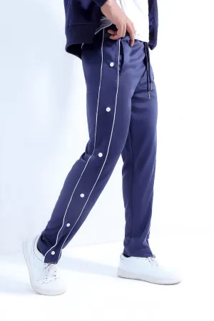 Blue Side Tape Popper Tricot Joggers