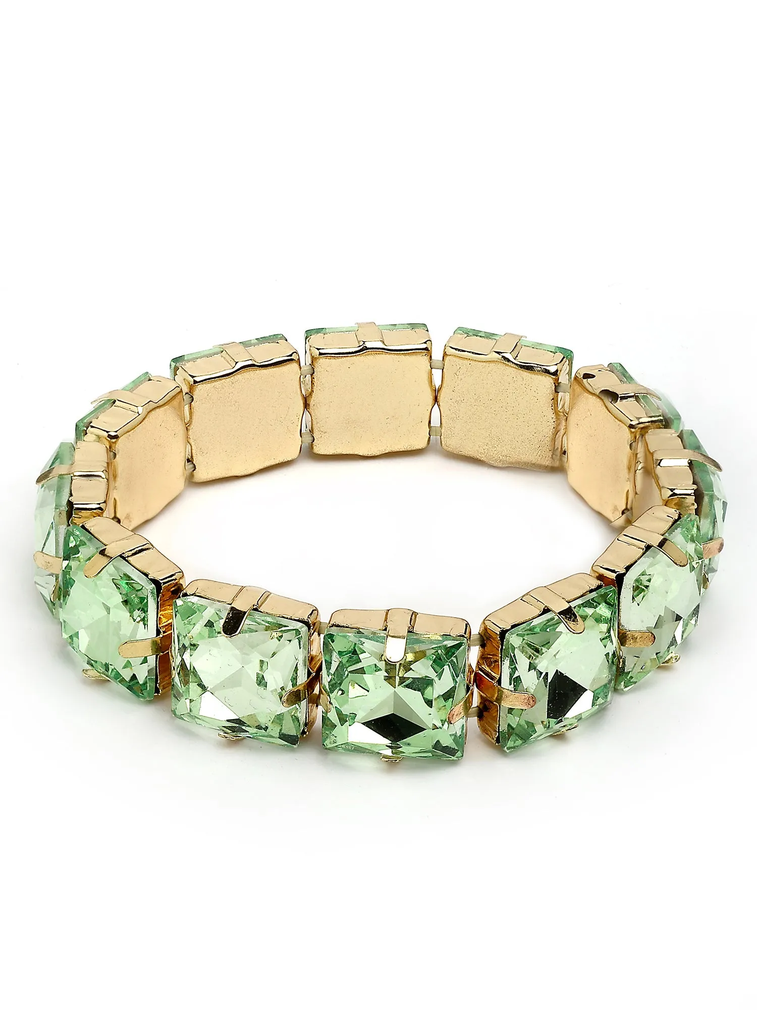 Bohey by KARATCART Gold-Plated Lime Green Cubic Zirconia Studded Wraparound Bracelet for Women