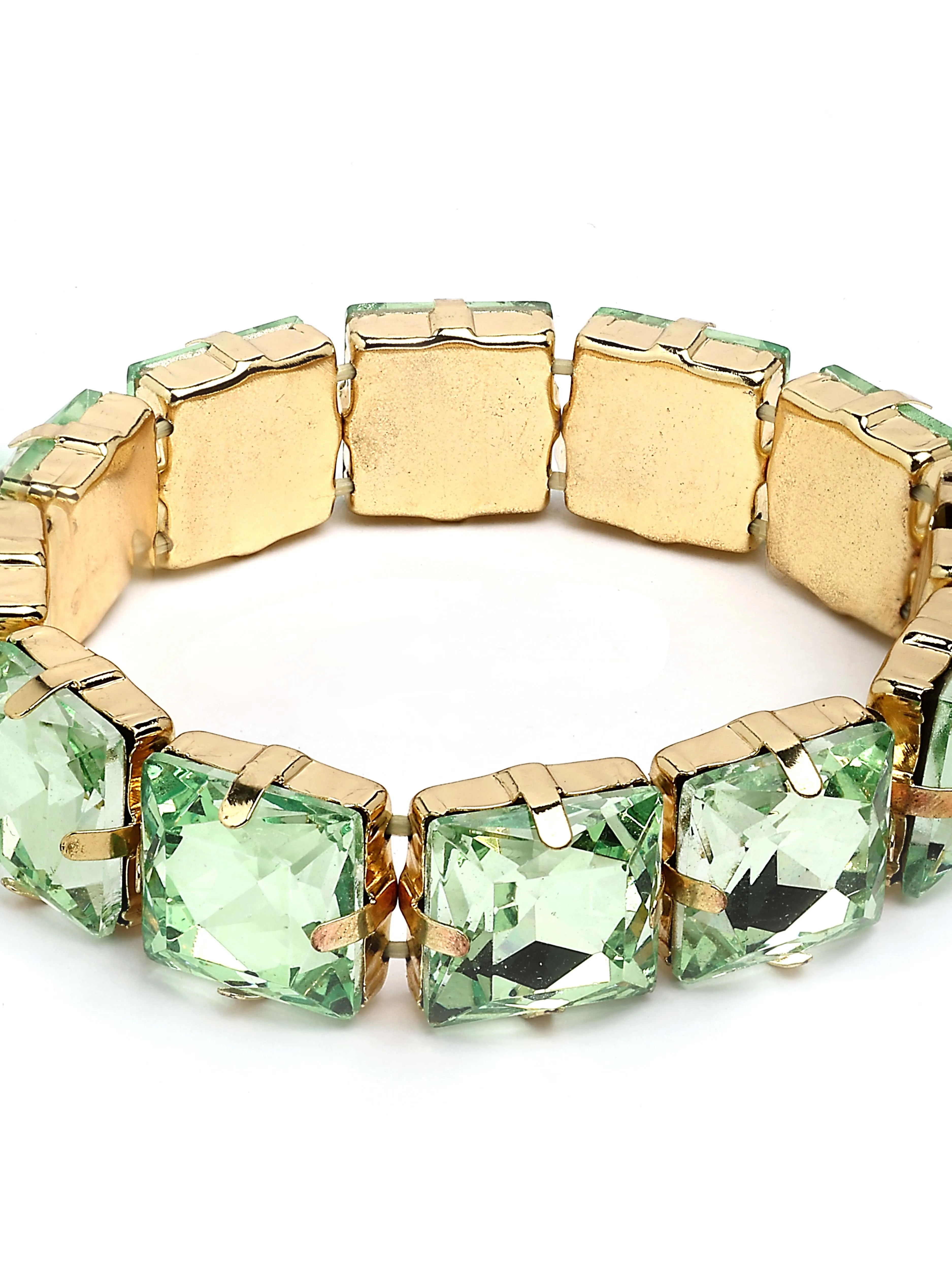 Bohey by KARATCART Gold-Plated Lime Green Cubic Zirconia Studded Wraparound Bracelet for Women