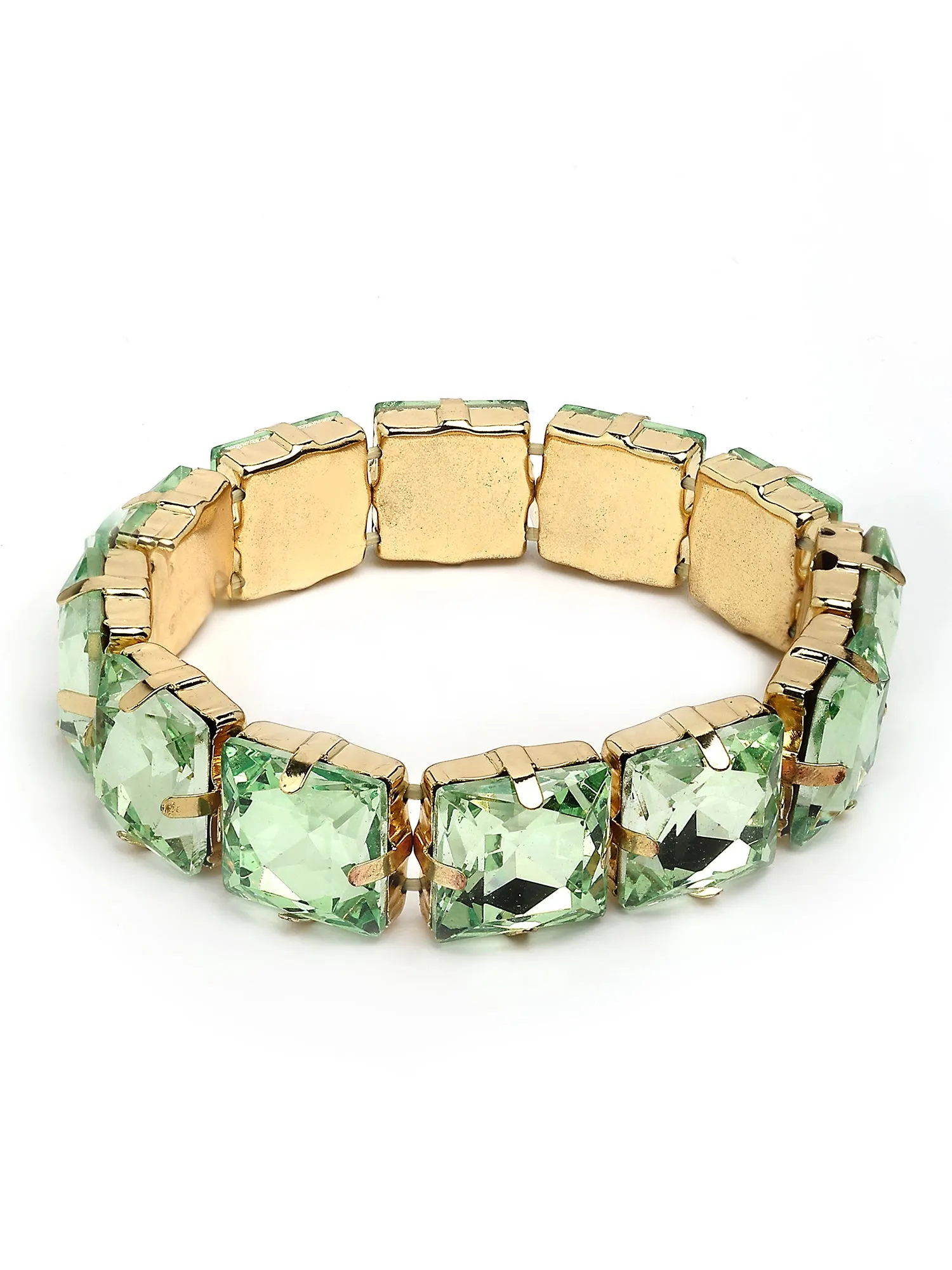 Bohey by KARATCART Gold-Plated Lime Green Cubic Zirconia Studded Wraparound Bracelet for Women