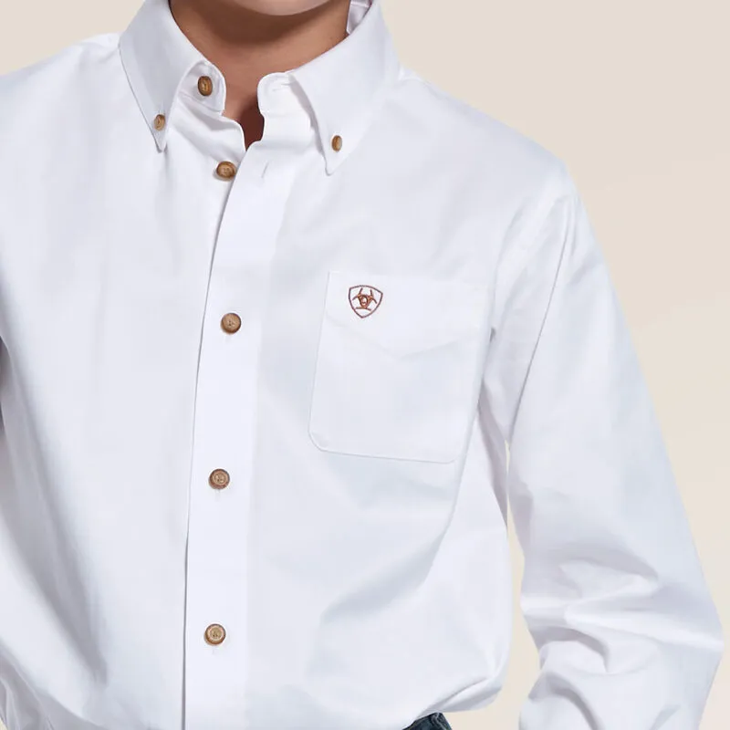 Boys Solid Twill Classic Fit Shirt | 10030162