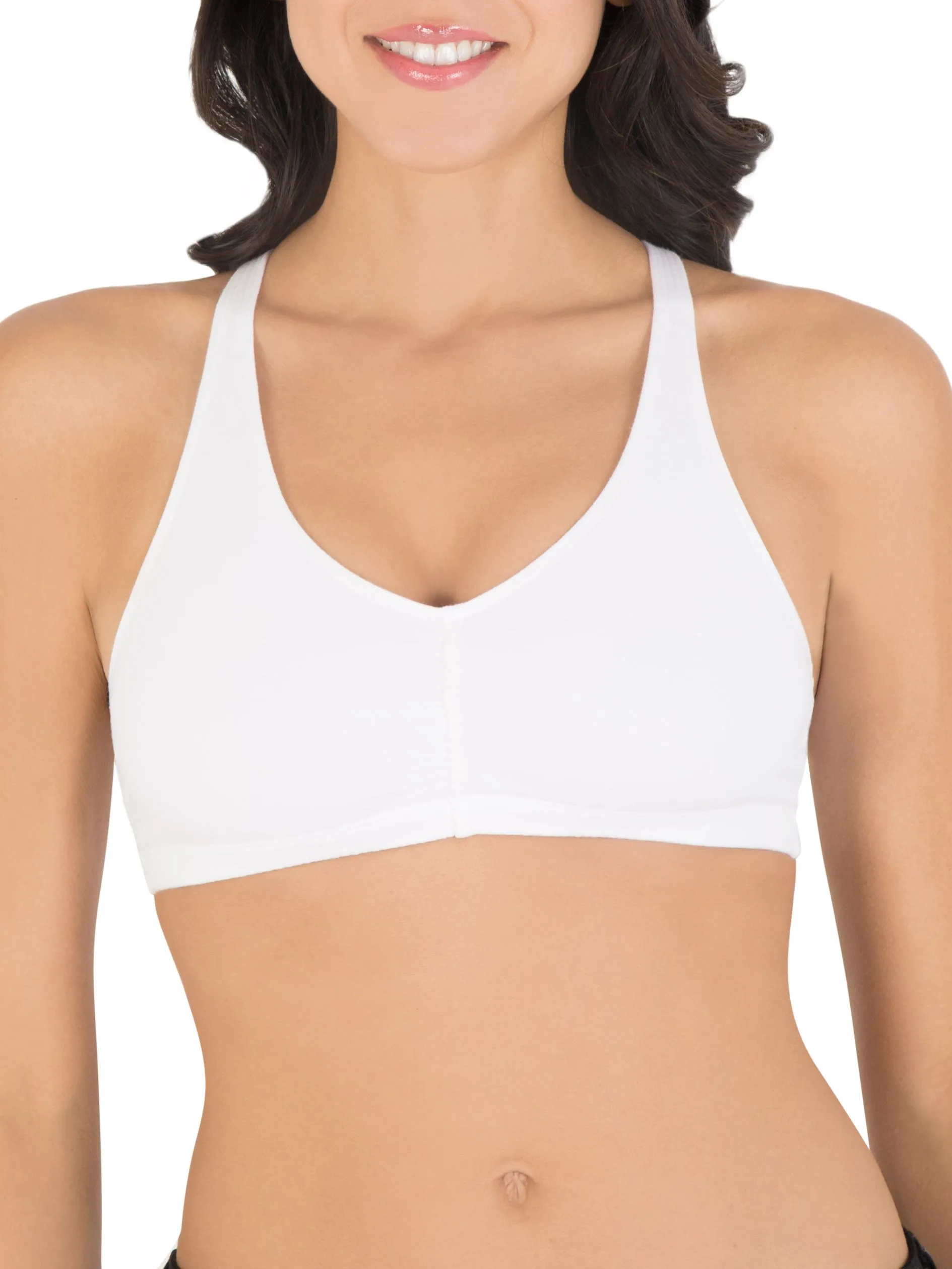 Brand new Fruit of the Loom Women's Shirred Front Built-Up Sports Bra, Sz 44 White