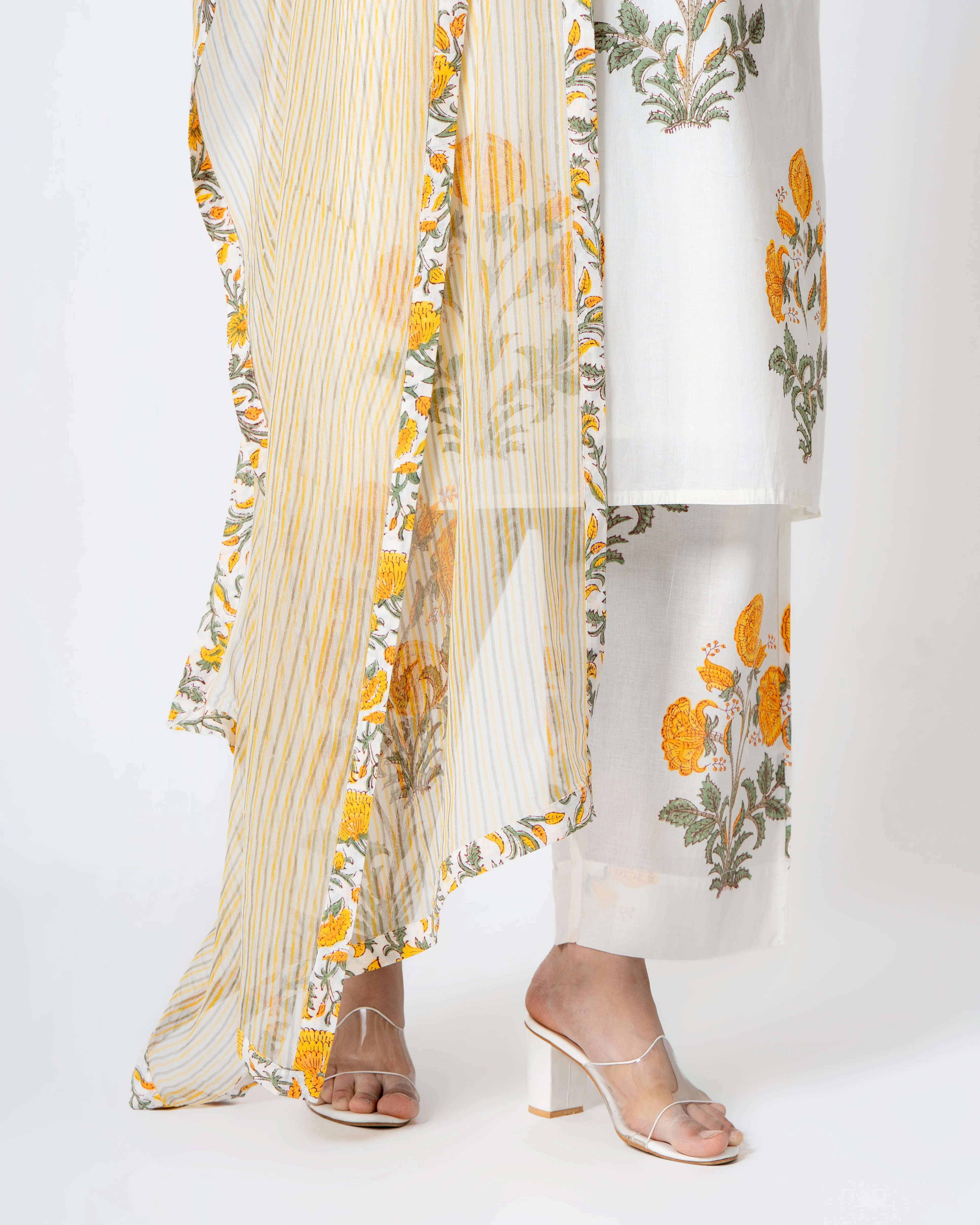 Bright Summer Floral Handblock Print Cotton Suit Set