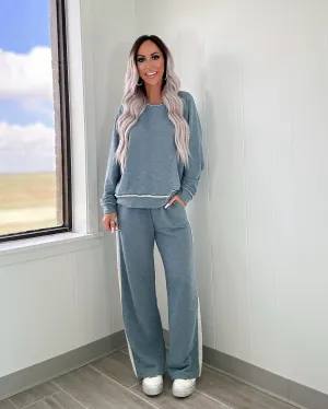 Brisk Walk French Terry Pants Set - Seagrass