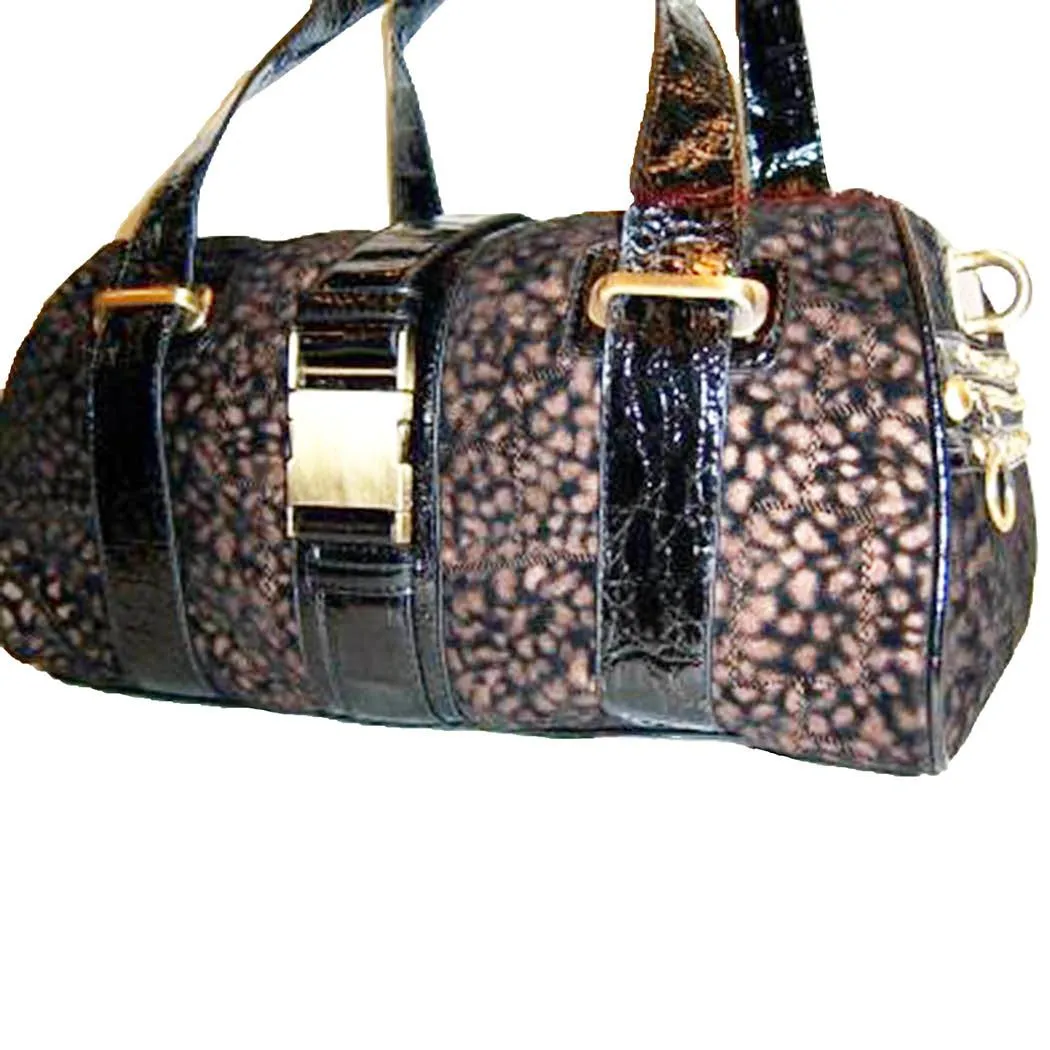 brown crocodile animal print lock suede shoulder bag purse Designer inspired