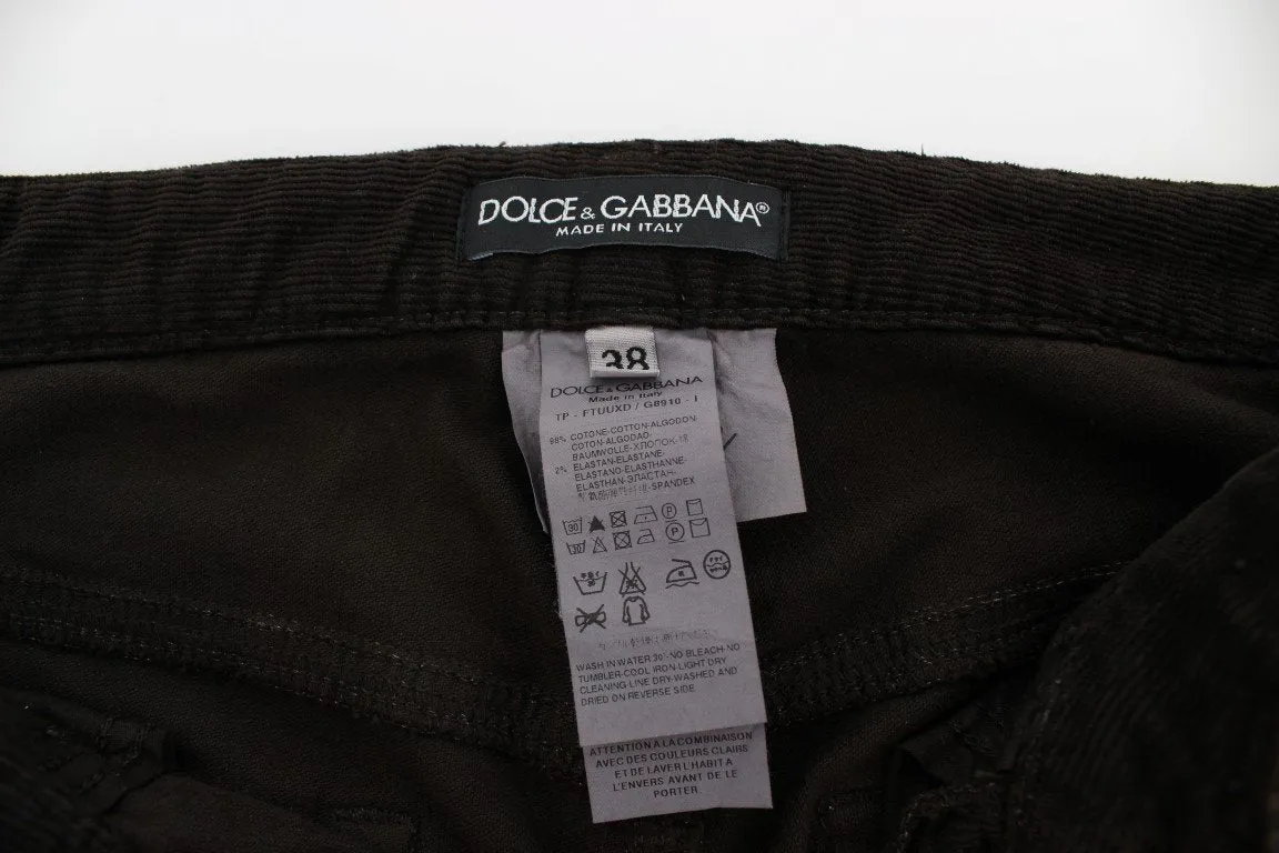 Brown CUTE Corduroy Slim Skinny Casual Pants