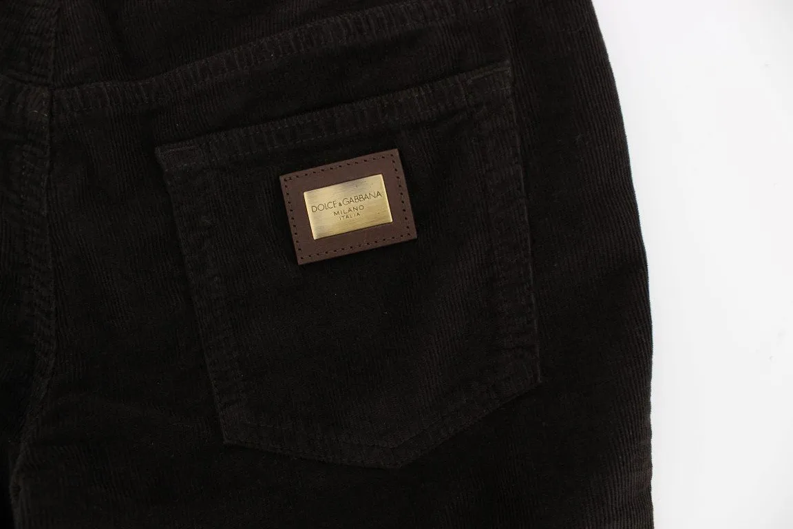 Brown CUTE Corduroy Slim Skinny Casual Pants