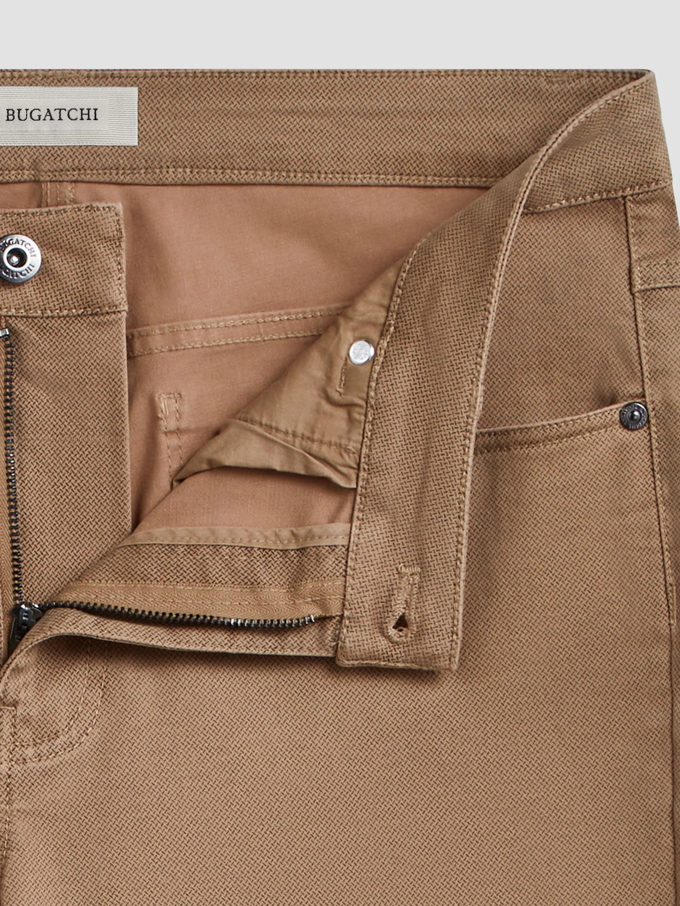 Bugatchi Printed 5 Pocket Pants - Caramel
