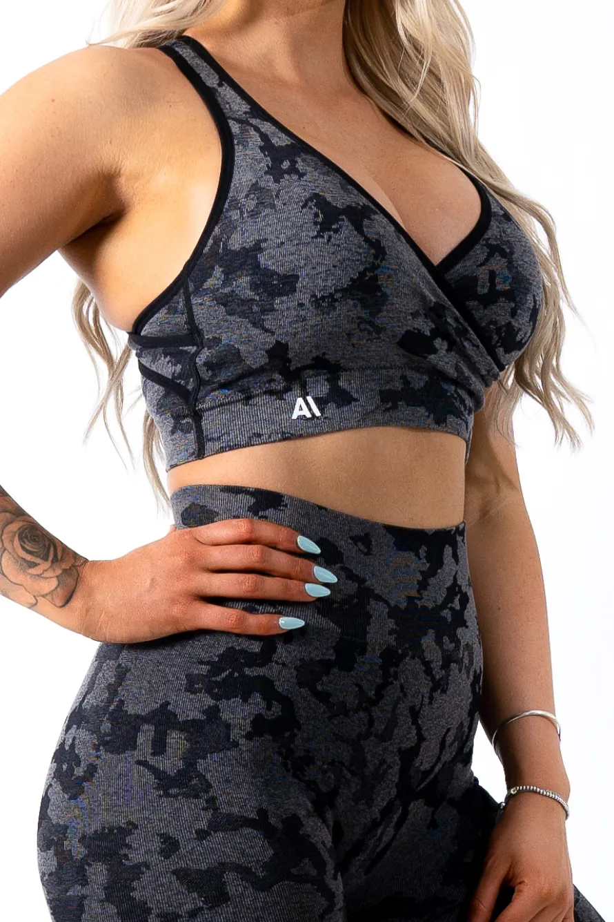 Cameron Camo Sports Bra Charcoal