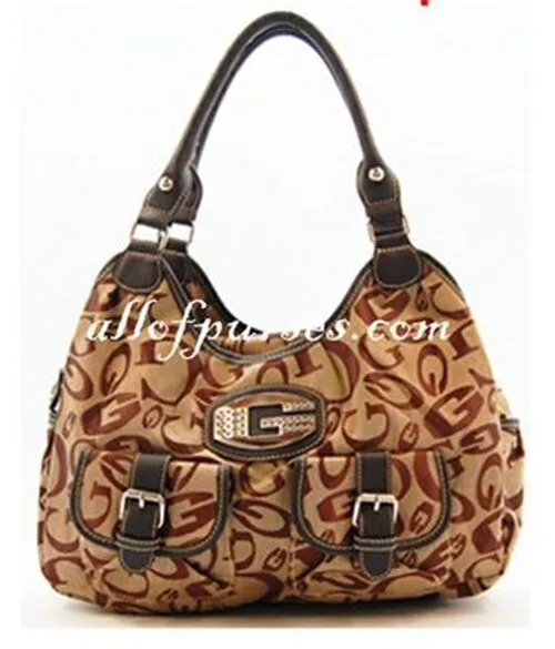canvas signature satchel bag Designer Inspired Brown handbag pockets